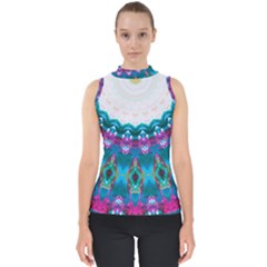 Peacock Mock Neck Shell Top by LW323