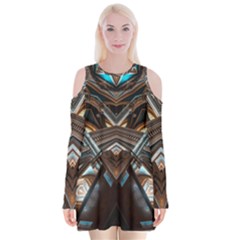 Holy1 Velvet Long Sleeve Shoulder Cutout Dress by LW323