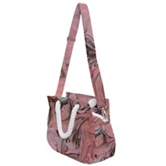 Pink Swirls Rope Handles Shoulder Strap Bag by kaleidomarblingart