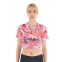 Cherry Blossom Cascades Abstract Floral Pattern Pink White  Cotton Crop Top View1