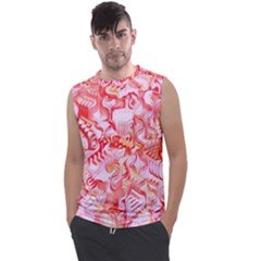 Cherry Blossom Cascades Abstract Floral Pattern Pink White  Men s Regular Tank Top by CrypticFragmentsDesign