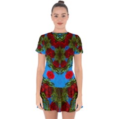Rosette Drop Hem Mini Chiffon Dress by LW323