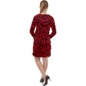 Red and black leopard spots, animal fur Long Sleeve Hoodie Dress View2
