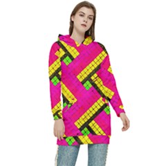 Pop Art Mosaic Women s Long Oversized Pullover Hoodie by essentialimage365