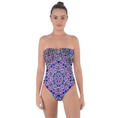 Digital Painting Drawing Of Flower Power Tie Back One Piece Swimsuit by pepitasart