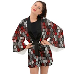 Hexagonal Blocks Pattern, Mixed Colors Long Sleeve Kimono by Casemiro
