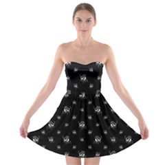Black And White Funny Monster Print Pattern Strapless Bra Top Dress by dflcprintsclothing