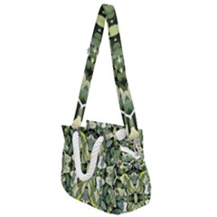 Frosted Green Leaves Repeats Rope Handles Shoulder Strap Bag by kaleidomarblingart