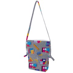 80s And 90s School Pattern Folding Shoulder Bag by InPlainSightStyle