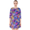 Multicolored Splashes And Watercolor Circles On A Dark Background Smock Dress View1