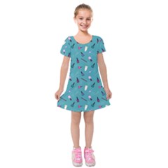 Manicure Supplies  Nail Polish Kids  Short Sleeve Velvet Dress by SychEva