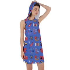 Blue 50s Racer Back Hoodie Dress by InPlainSightStyle