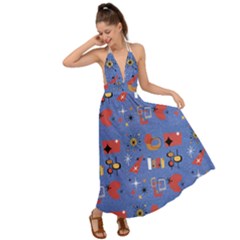 Blue 50s Backless Maxi Beach Dress by InPlainSightStyle
