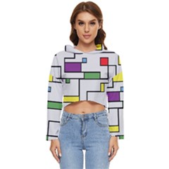Colorful Rectangles Women s Lightweight Cropped Hoodie by LalyLauraFLM