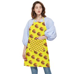 Vector Burgers, Fast Food Sandwitch Pattern At Yellow Pocket Apron by Casemiro