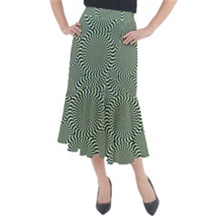 Illusion Waves Pattern Midi Mermaid Skirt by Sparkle