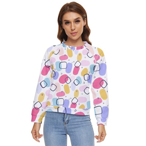 Abstract Multicolored Shapes Women s Long Sleeve Raglan Tee by SychEva