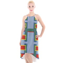 Abstract Pattern Geometric Backgrounds   High-low Halter Chiffon Dress  by Eskimos