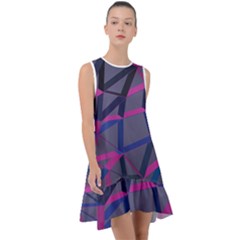 3d Lovely Geo Lines Frill Swing Dress by Uniqued