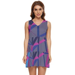 3d Lovely Geo Lines Tiered Sleeveless Mini Dress by Uniqued