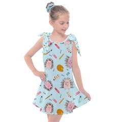 Hedgehogs Artists Kids  Tie Up Tunic Dress by SychEva