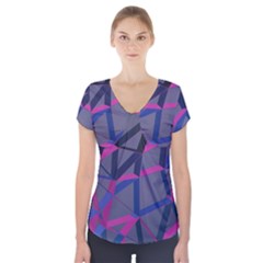 3d Lovely Geo Lines Short Sleeve Front Detail Top by Uniqued