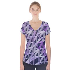 3d Lovely Geo Lines  Iv Short Sleeve Front Detail Top by Uniqued