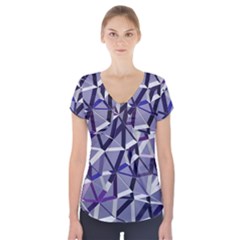 3d Lovely Geo Lines Ix Short Sleeve Front Detail Top by Uniqued