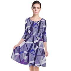 3d Lovely Geo Lines Ix Quarter Sleeve Waist Band Dress by Uniqued