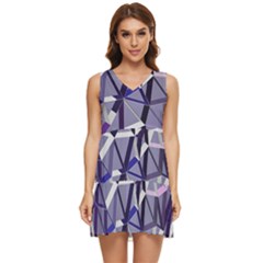 3d Lovely Geo Lines Ix Tiered Sleeveless Mini Dress by Uniqued