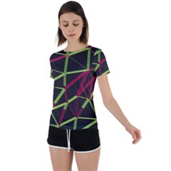 3d Lovely Geo Lines X Back Circle Cutout Sports Tee by Uniqued