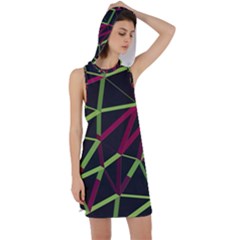 3d Lovely Geo Lines X Racer Back Hoodie Dress by Uniqued
