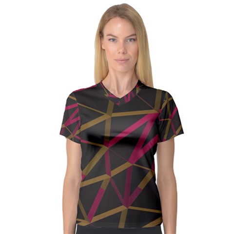 3d Lovely Geo Lines Xi V-neck Sport Mesh Tee by Uniqued