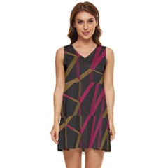 3d Lovely Geo Lines Xi Tiered Sleeveless Mini Dress by Uniqued