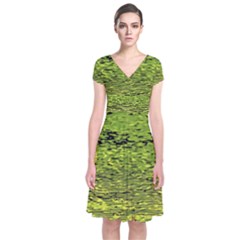 Green Waves Flow Series 1 Short Sleeve Front Wrap Dress by DimitriosArt