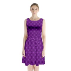 Digital Illusion Sleeveless Waist Tie Chiffon Dress by Sparkle