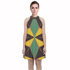 Abstract Pattern Geometric Backgrounds   Velvet Halter Neckline Dress  by Eskimos