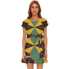 Abstract Pattern Geometric Backgrounds   Puff Sleeve Frill Dress by Eskimos