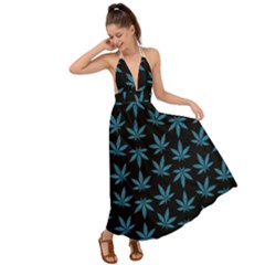 Weed Pattern Backless Maxi Beach Dress by Valentinaart