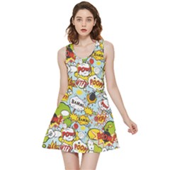 Comic Pow Bamm Boom Poof Wtf Pattern 1 Inside Out Reversible Sleeveless Dress by EDDArt