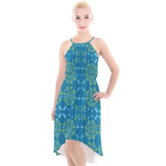 Abstract Pattern Geometric Backgrounds   High-low Halter Chiffon Dress  by Eskimos