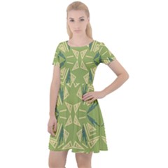 Abstract Pattern Geometric Backgrounds   Cap Sleeve Velour Dress  by Eskimos