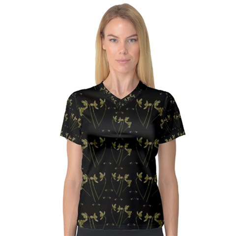 Exotic Snow Drop Flowers In A Loveable Style V-neck Sport Mesh Tee by pepitasart