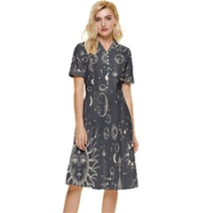 Mystic Patterns Button Top Knee Length Dress by CoshaArt