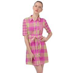 Pink Tartan 4 Belted Shirt Dress by tartantotartanspink