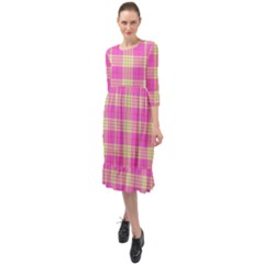 Pink Tartan 4 Ruffle End Midi Chiffon Dress by tartantotartanspink