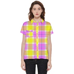 Pink Tartan-8 Short Sleeve Pocket Shirt by tartantotartanspink
