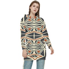 Abstract Geometric Design    Women s Long Oversized Pullover Hoodie by Eskimos