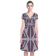 Abstract Pattern Geometric Backgrounds Short Sleeve Front Wrap Dress by Eskimos