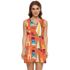 Seamless-pattern-vector-beach-holiday-theme-set Tiered Sleeveless Mini Dress by Jancukart
